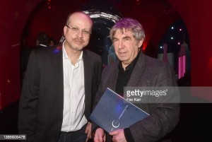 PARIS, FRANCE - MARCH 15: Mikael Hirsch, Prix Castel Du Roman De La Nuit awarded writer, for his book 'L’Assassinat de Joseph Kessel' and his editor Serge Safran attend the Prix Castel 2022 Du Roman De La Nuit award ceremony at Castel Club on March 15, 2022 in Paris, France. (Photo by Foc Kan/WireImage)