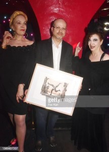 PARIS, FRANCE - MARCH 15: (L-R) Marie Binet, Prix Castel Du Roman De La Nuit founder, Mikael Hirsch, Prix Castel Du Roman De La Nuit awarded writer for his book "L’Assassinat de Joseph Kessel" and Singer Sapho attend the Prix Castel 2022 Du Roman De La Nuit award ceremony at Castel Club on March 15, 2022 in Paris, France. (Photo by Foc Kan/WireImage)